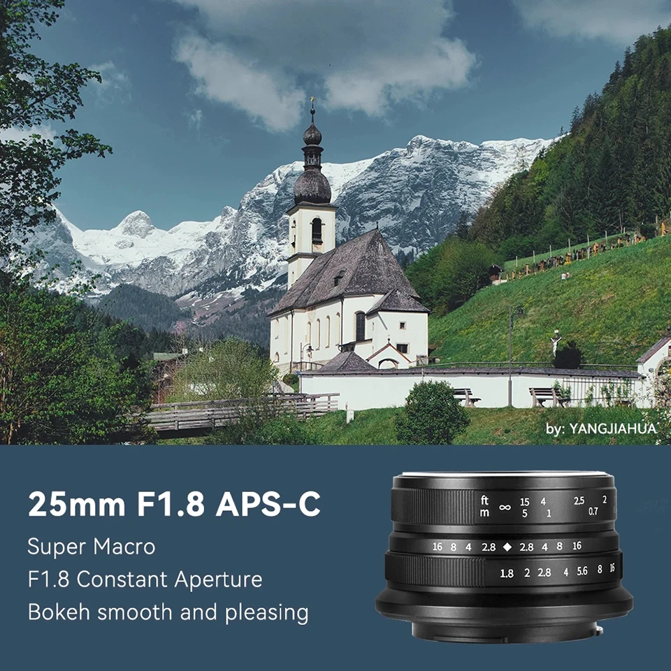 7artisans 25mm F1.8 APS-C Frame Large Aperture Wide Angle Prime Lens for Studio Photography with Sony E Zev-10 X Z M M43 Mount