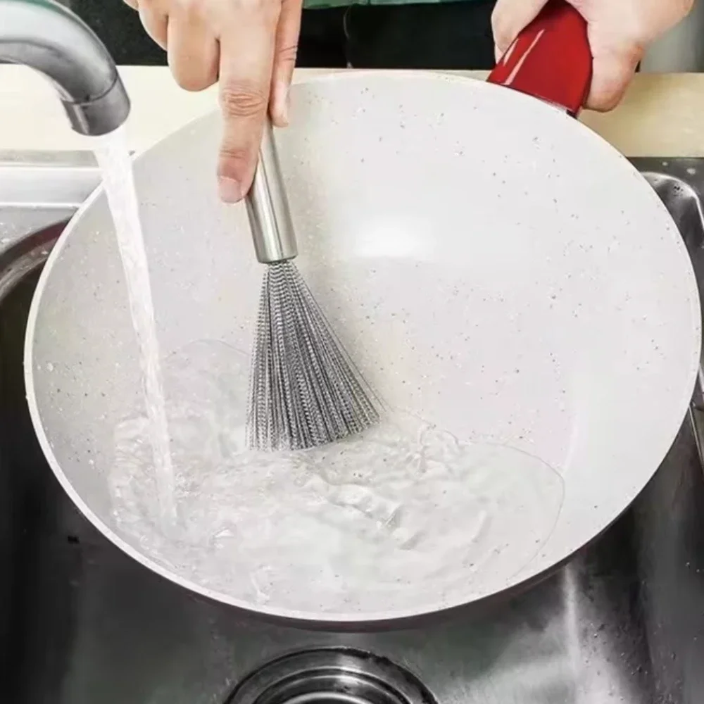 المطبخ الفولاذ المقاوم للصدأ تنظيف فرشاة مقبض طويل أواني الغسيل المضادة للصدأ الفولاذ المقاوم للصدأ المطبخ وعاء للفرشاة أداة خاصة #2