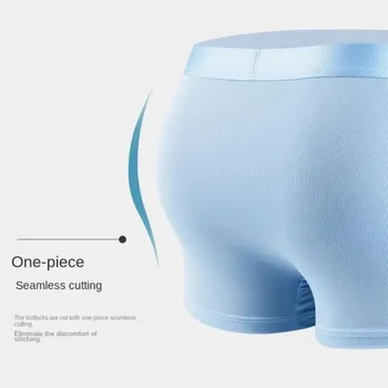 4pcs Boxer Shorts Men's Ice Silk Underwear Cool Underpants Breathable Sexy Thin Panties U Convex Lingerie Wholesale Lots L-6XL 3