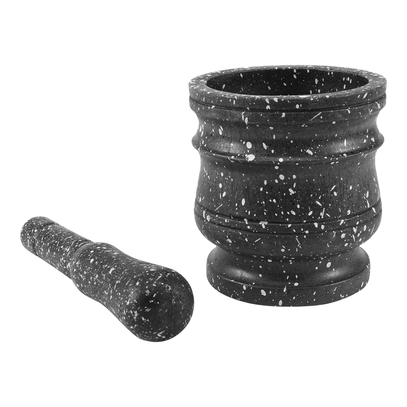 A47U Granite Pattern Pestle Set Stone Herb Spice Grinder Solid Grinder Cooking Set