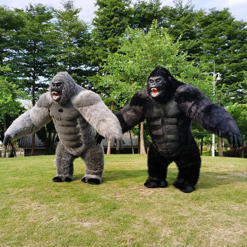 

Inflatable Black Gorilla Furry Mascot Costume Adult Halloween Party Game Fursuit Cartoon Dress Outfits Carnival Xmas Easter Ad