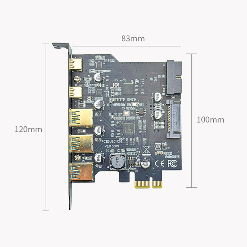 Picture 5: PCIe to 3 USB 2 Type C Convert Card HUB PCI-E PCI Express Board to USB C Extend Adapter 19PIN SATA Power Controller Riser Card