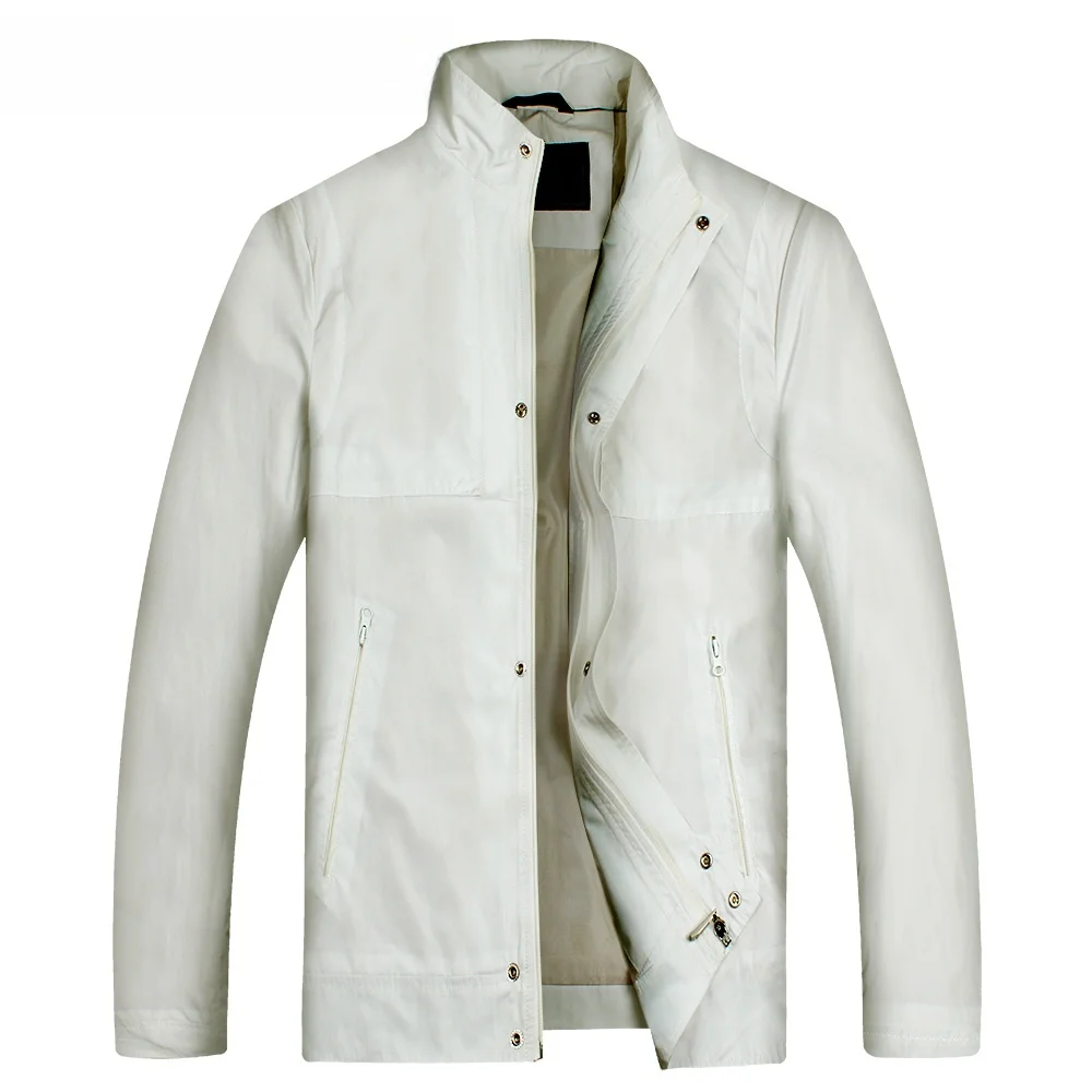 

DuMie Spring Summer Men's Thin Zipper Stand Collar Jaet Sun Protection Outerwear Lightweight Faion Urban Sle Polyester ...