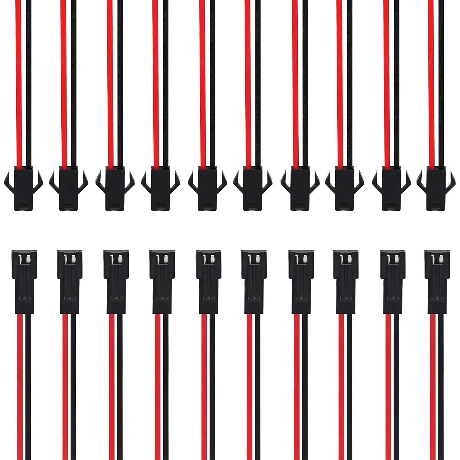 12 Pairs JST SM Connector SM 2Pin Jack Plug Male to Female Wire Connector Adapter Electrical Cable for LED Light Strip 10CM