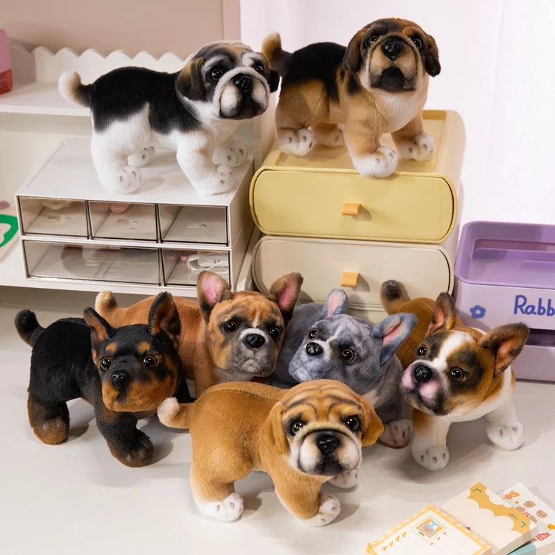 22cm Realistic Pug French Bulldog Plush Toy Lifelike Soft Doll Stuffed Animal Fluffy Puppy Kid Adults Gift for Dog Lovers