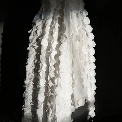 Mesh Fabric with Heavy Texture Geometric Cutting Perspective for Dress Designer Cloth Diy Sewing Pure Polyester Material