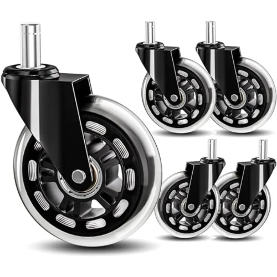 

Колесики для офисного кресла, 3 дюйма, резиновые роликовые, сменные, 11 мм, универсальные, усиленные, для геймерских и офисных кресел, плавное вращение