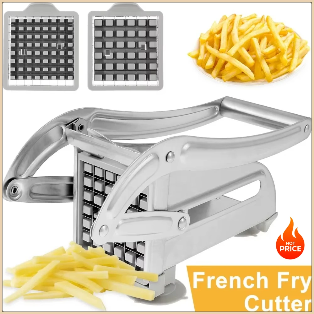 4 in 1 Stainless Steel Manual Potato Cutter French Fries Slicer Potato Chips Maker Meat Dicer Household Kitchen Cutting Tool