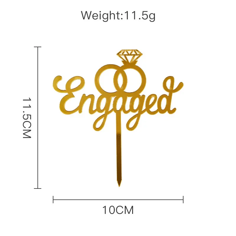 Acrylic Cake Topper Romantic Proposal Diamond Ring Bride To Be Wedding Party Cake Decoration Wedding Baking Party tag