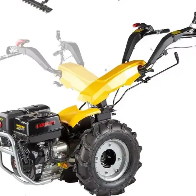 7-in-1 Function Lawn Mower Grass Cutter Scythe Walk behind Two Wheel Tractor with Cultivator Snow Blower Plough Features
