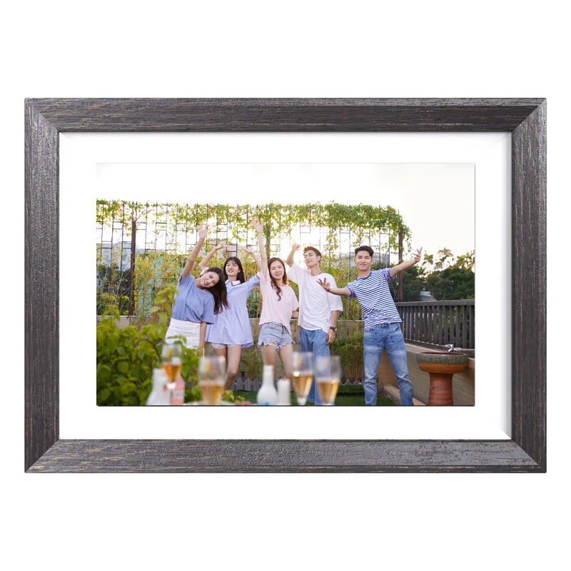 

16 ГБ Хранение Wi-Fi Деревянное приложение Облако Сенсорный экран 10-дюймовый электронный цифровой фотоальбом ЖК-рамка для фотографий