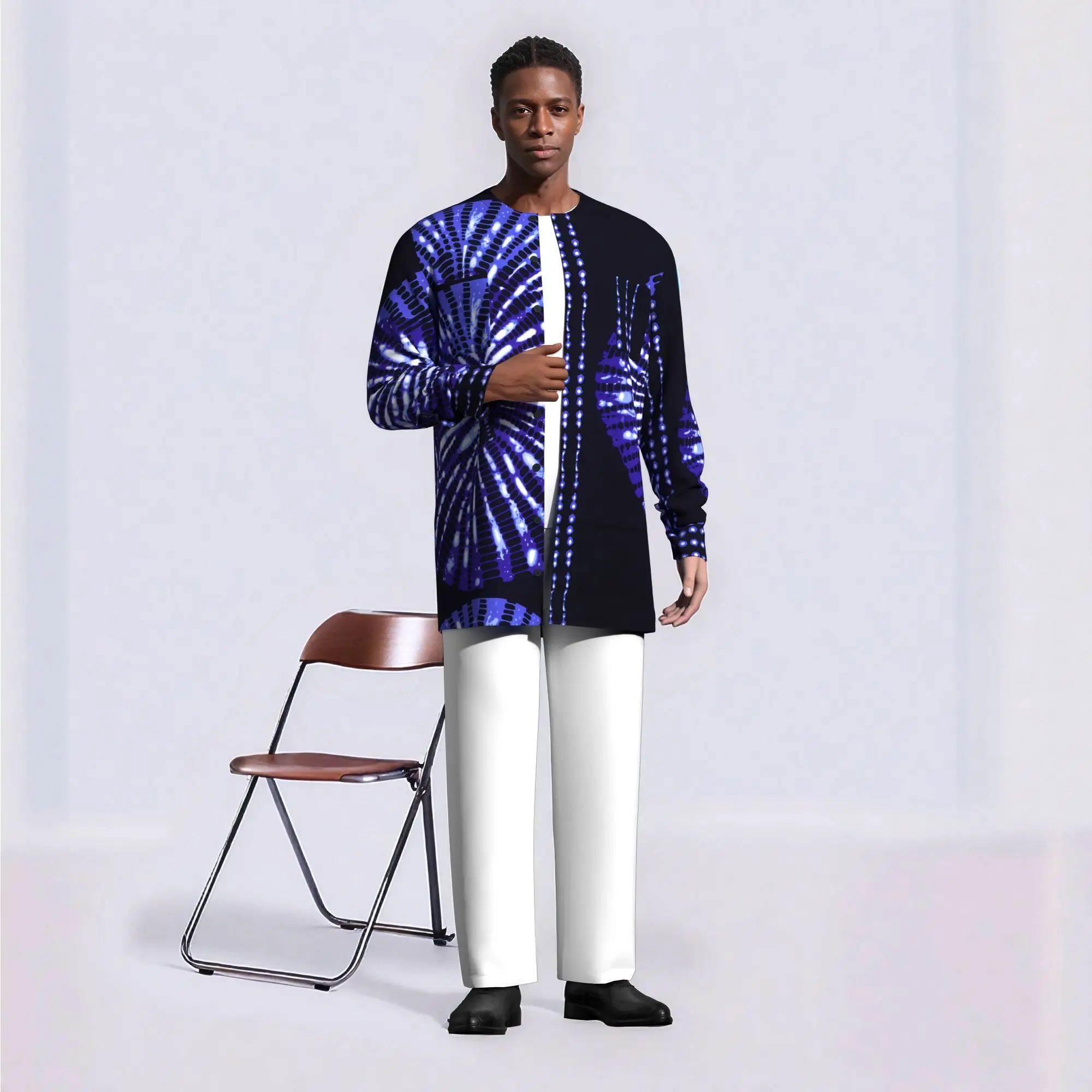 African Printed Men's Coat Long Sleeve African Print Jacket Outwear Cotton Men African Clothes Private Custom WYN2339