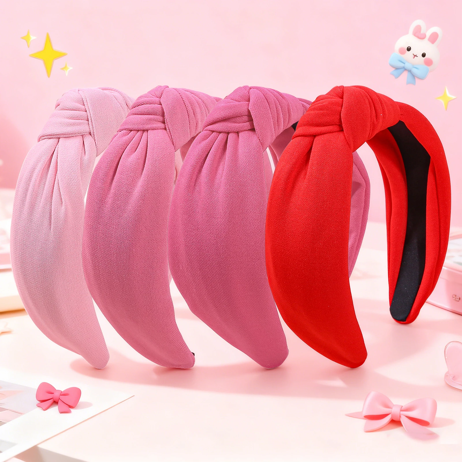 1/4pcs Fashion Fabric Bow-knot Hairbands Girls Headband for Women Valentine's Day Headbands for Party Hair Accessories