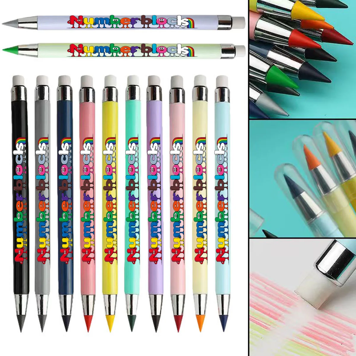 

12 colored building block series eternal pencils, non blunt core colored pencils, not easy to break, holiday gift