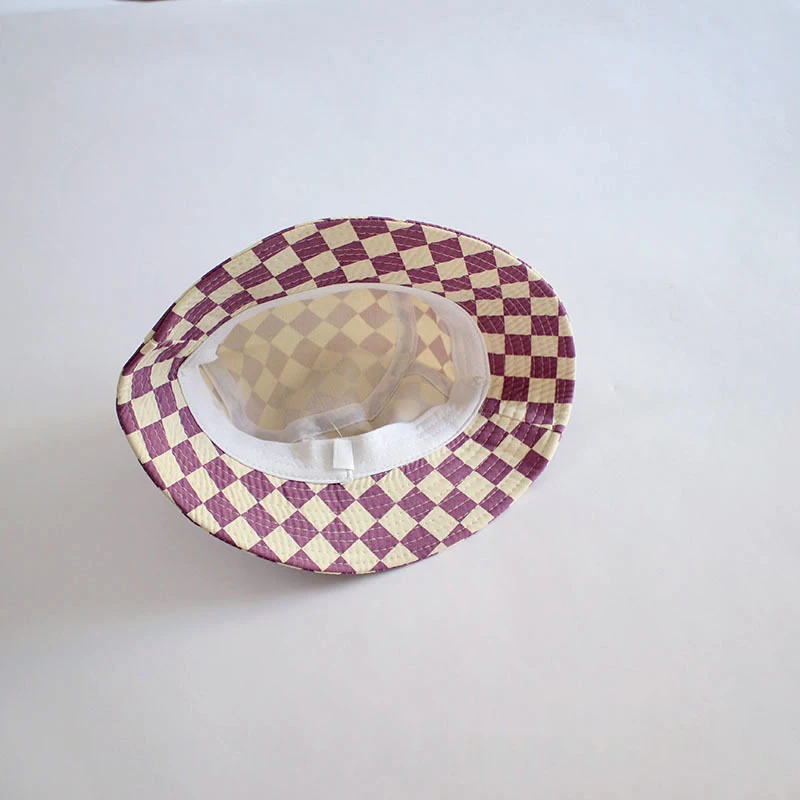 MILANCEL New Summer Kids Fisherman Hat 3-6T Cute Checkerboard Girls Sun Hat Ventilate Children Boys Cap image 6