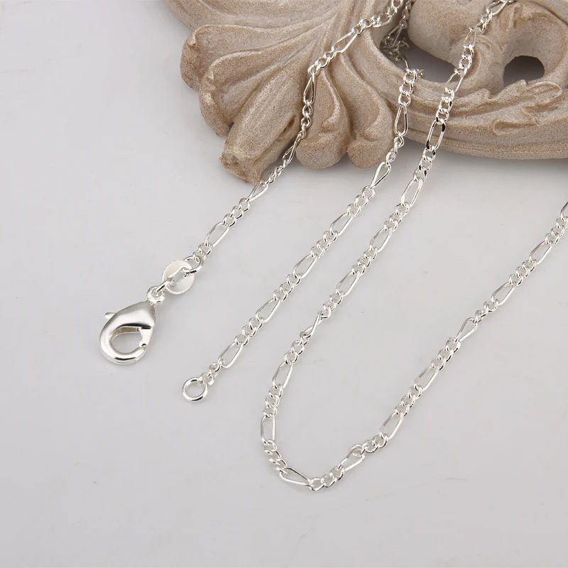 40-75CM 925 Sterling Silver 2MM Flat Chain Necklace for Women Men Lady Fashion Wedding Party Jewelry Gift