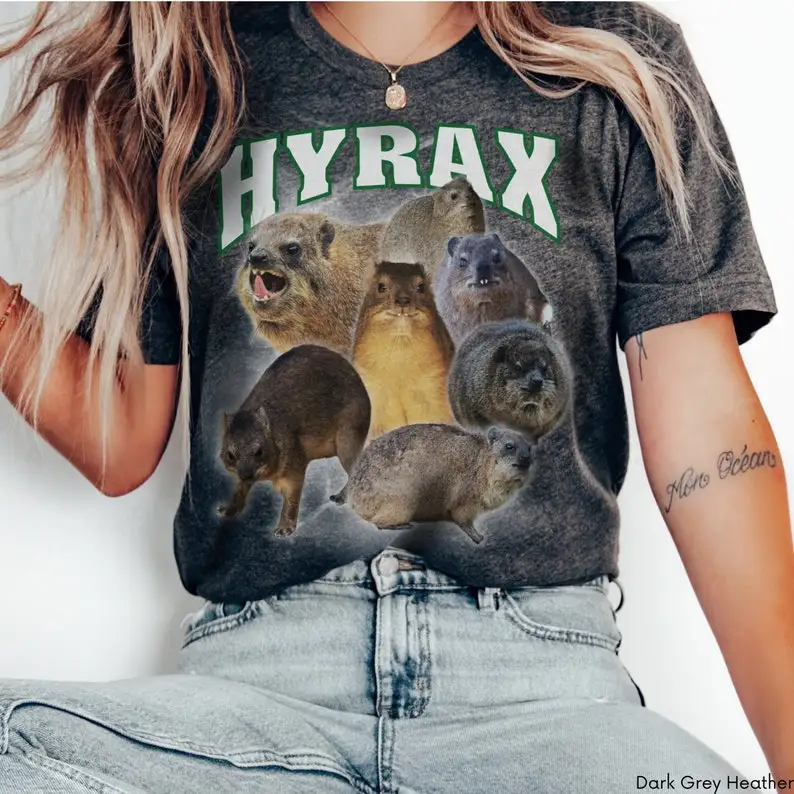 

Футболка Hyrax Bootleg, рубашка в стиле хип-хоп Hyrax, унисекс, подарок для любителей животных, подарок для жены, подарок для друга, рубашка с животными, мем, подарок для любителя природы