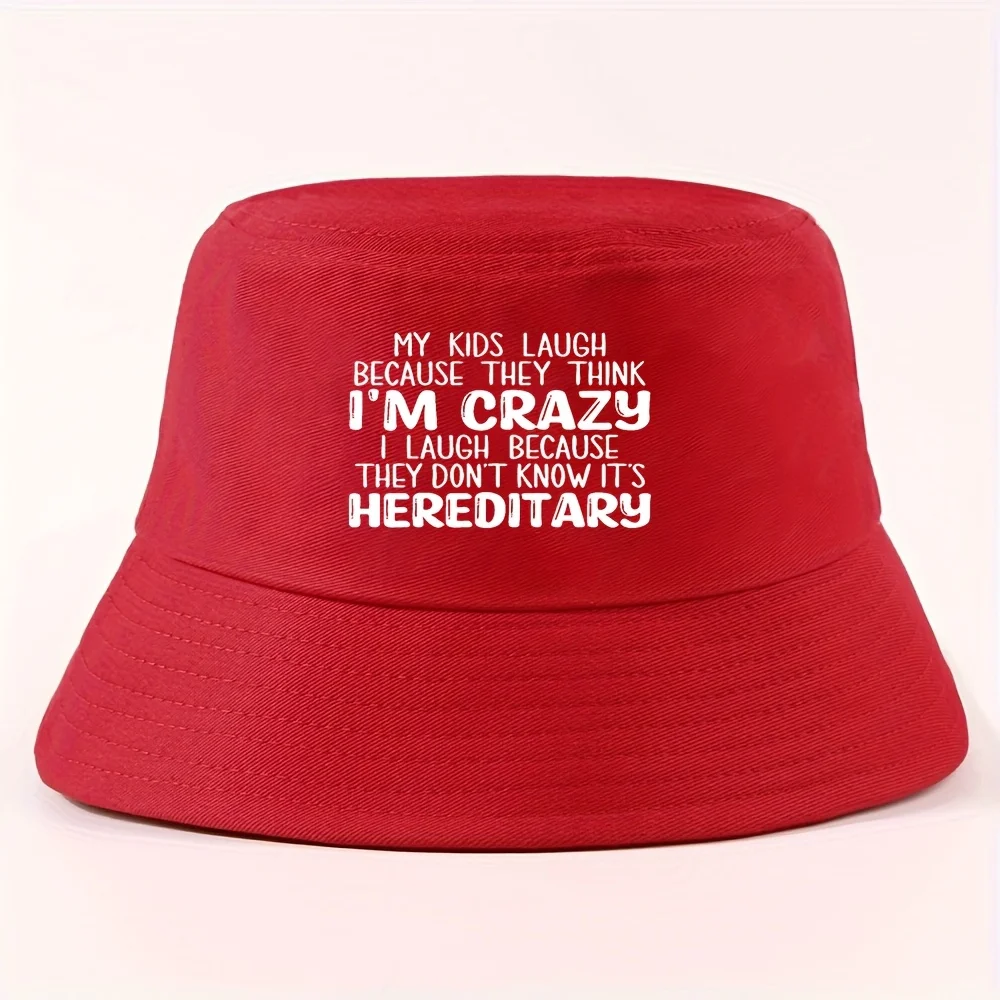 1 Stück, Crazy, Hereditary Bedruckter Unisex Bucket Hat, Sonnen- und Strandhut, wendbar, verstaubar, faltbar, Bucket Hat Kappe für Sommer, Outdoor, Wandern
