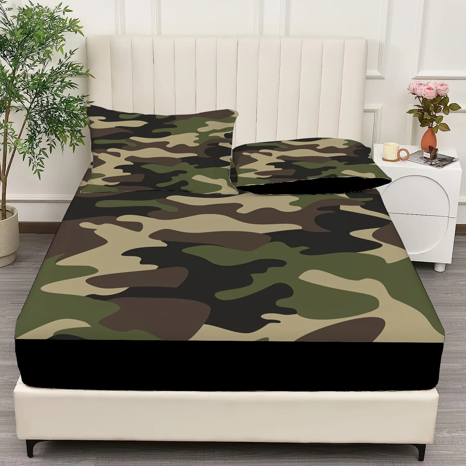 

Classic Camouflage Pattern Fitted Sheet Set Mattress Covers Soft Bedding Set For Bedroom