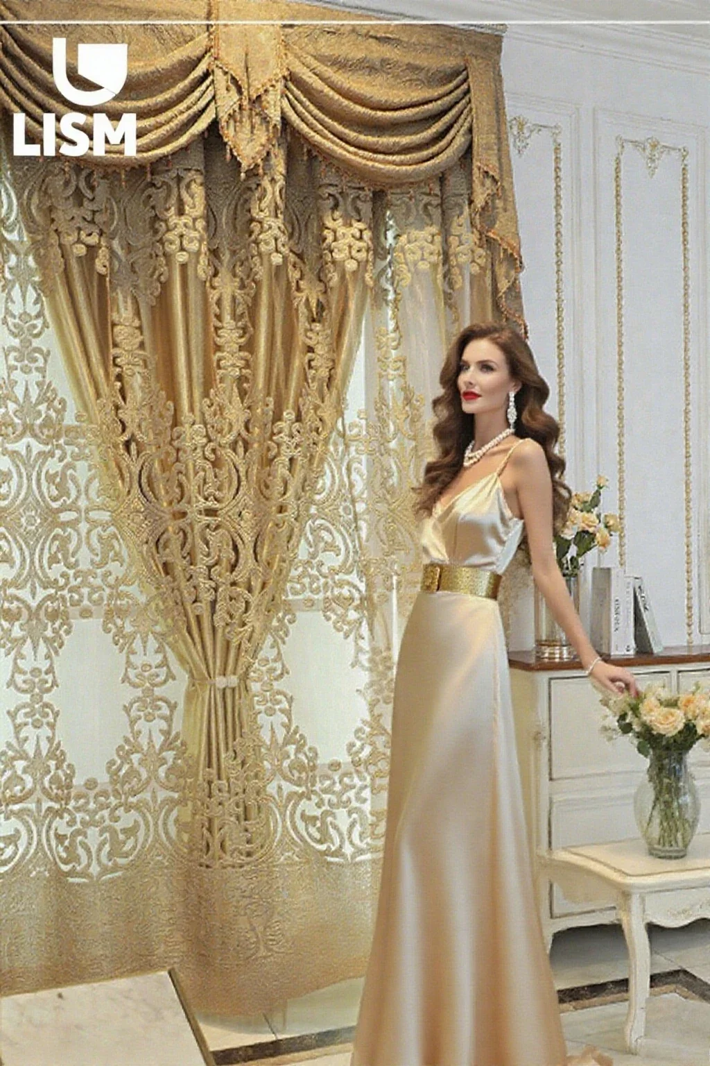 

European High-end Luxury Curtains for Living Dining Room Bedroom Custom Embroidery Gold Door Window Room Decor Valance Tulle New