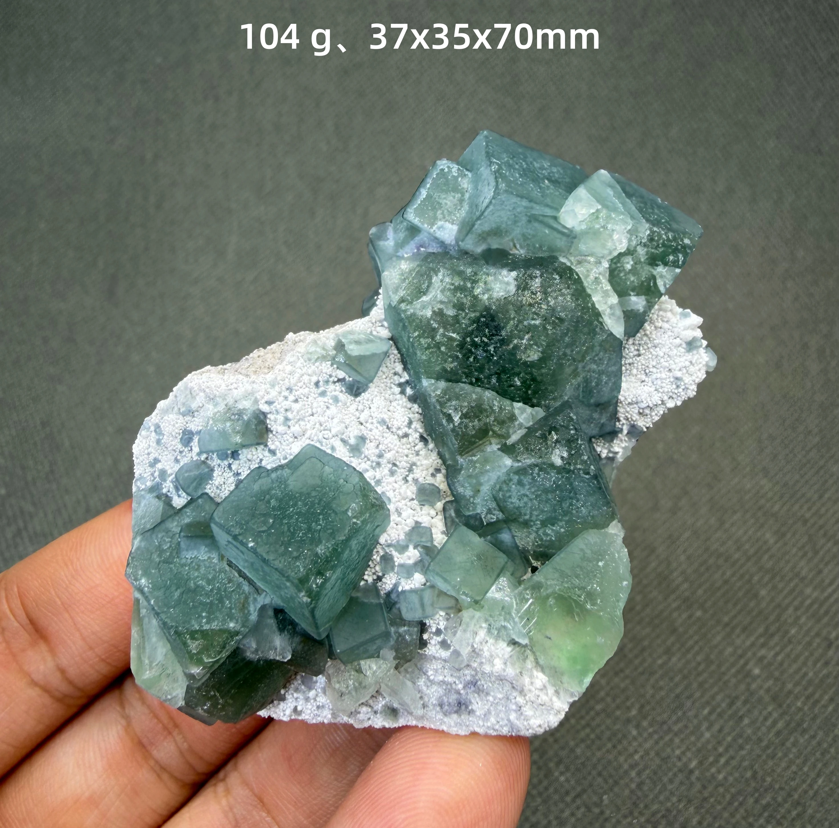 104 g Natural Inner Mongolia Green Fluorite Cubic Crystal Cluster Mineral Specimen Home Decor