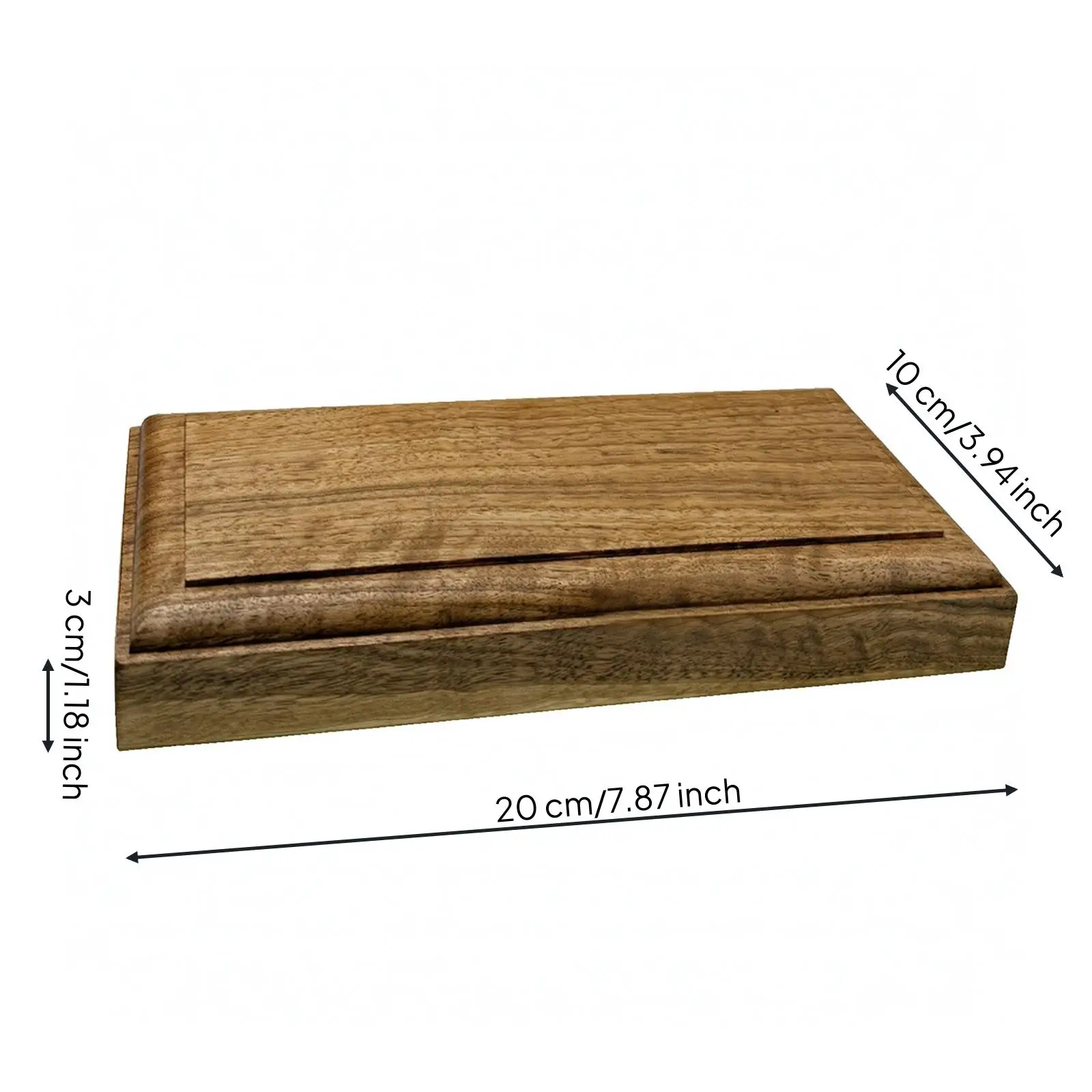 Desktop Display Base with Acrylic Edge Polished Walnut Display Block Rectangular Pedestal Elegant for Collectors, Tabletop