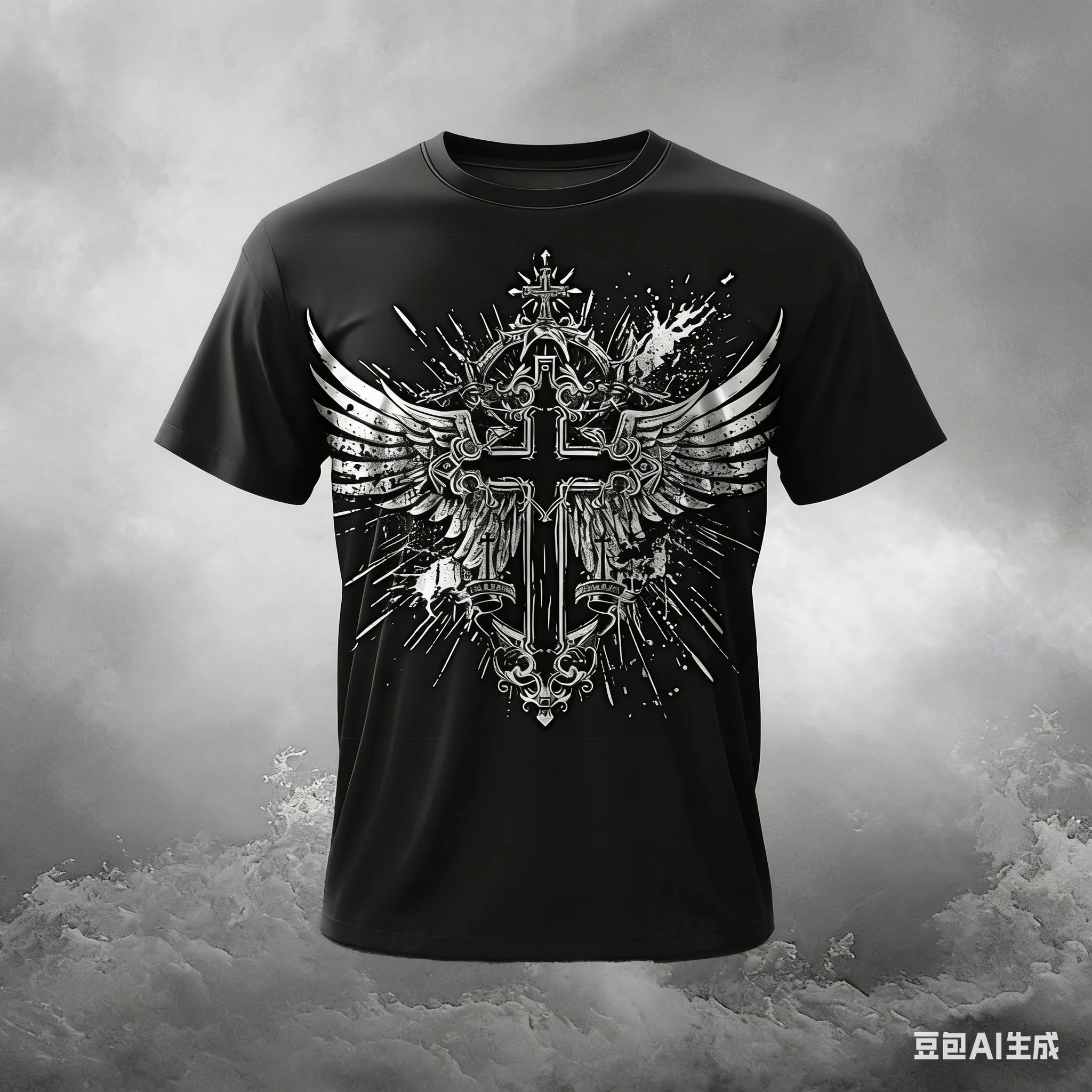 

Funny Cross Wing Pattern Men's T Shirt Summer Casual O-neck Loose T-shirt Fashion Comfortable Short Sleeve Tops Hip Hop Clothing