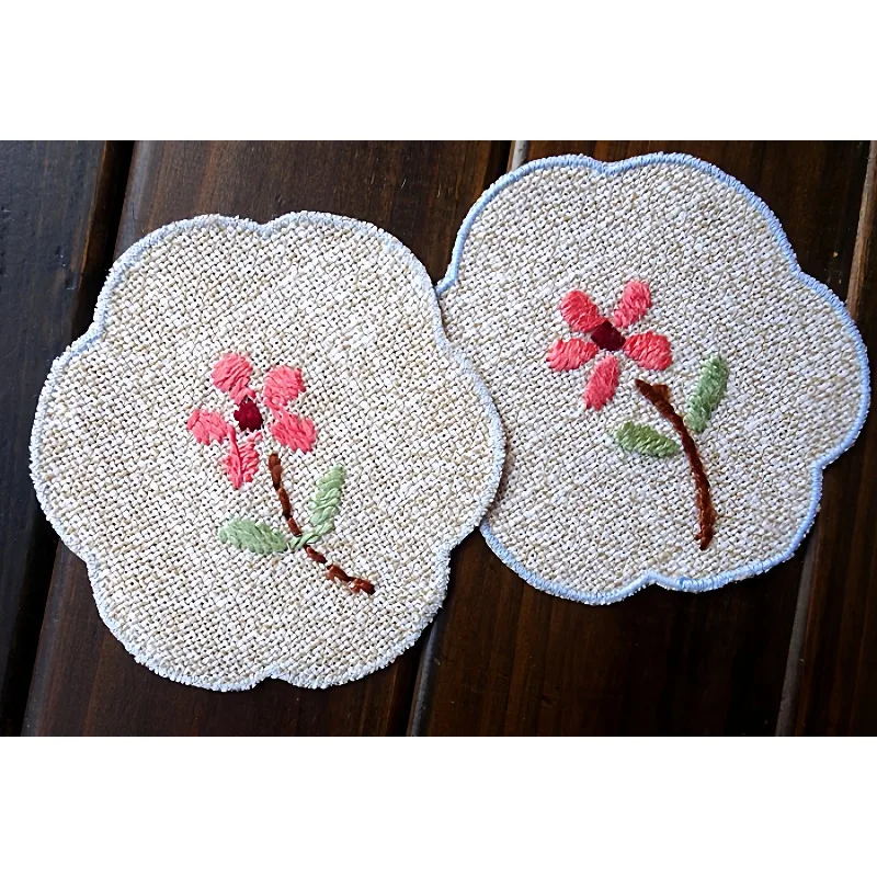 قطعتان من كوب التطريز الصوفي المصنوع يدويًا من القطن والكتان، رقعة وسادة إبداعية سميكة 10 سم