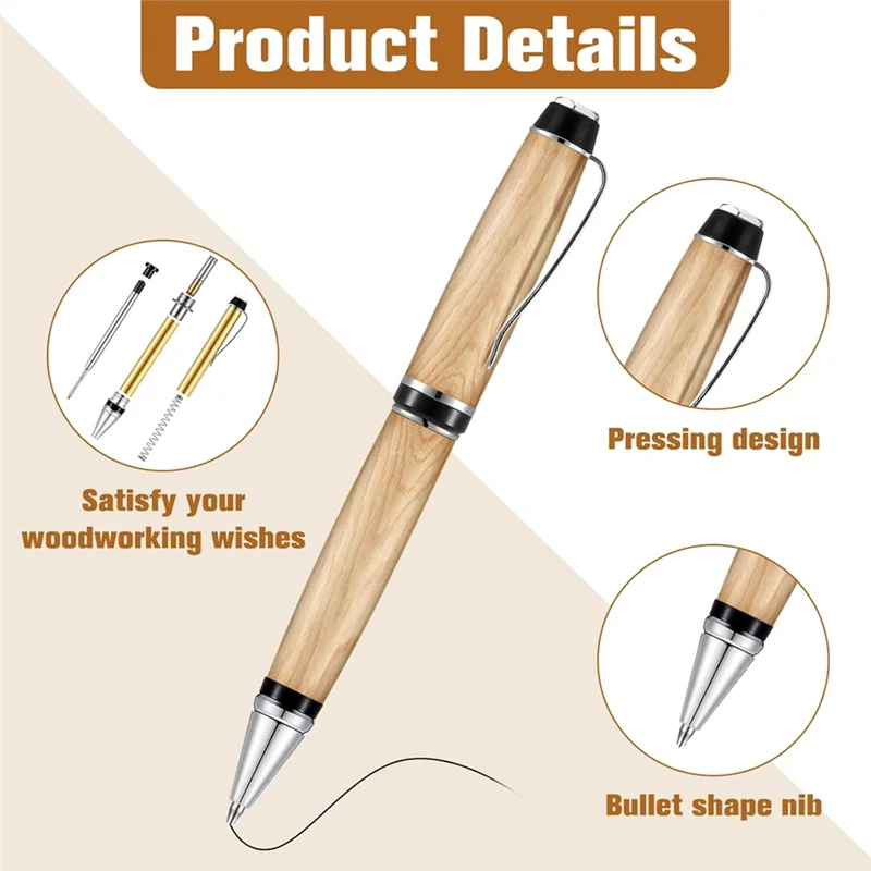 SHGO-6 Pieces Wood Turning Pen Set With Refills Rotating Pen Kit For Wood Turning Bulk Lathe Turning Supplies For Pen Making