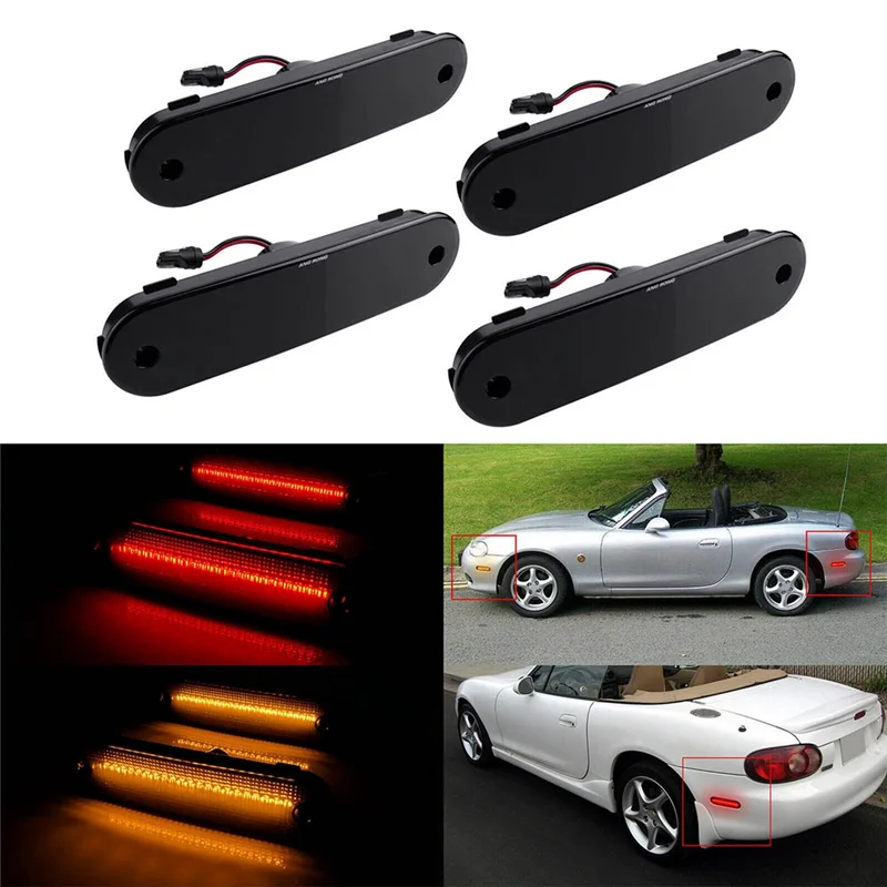 4 pz anteriore posteriore LED Side Fender Marker Light lente affumicata per MAZDA Miata MX-5 1990-2005 NA01515FX 8 bn151120