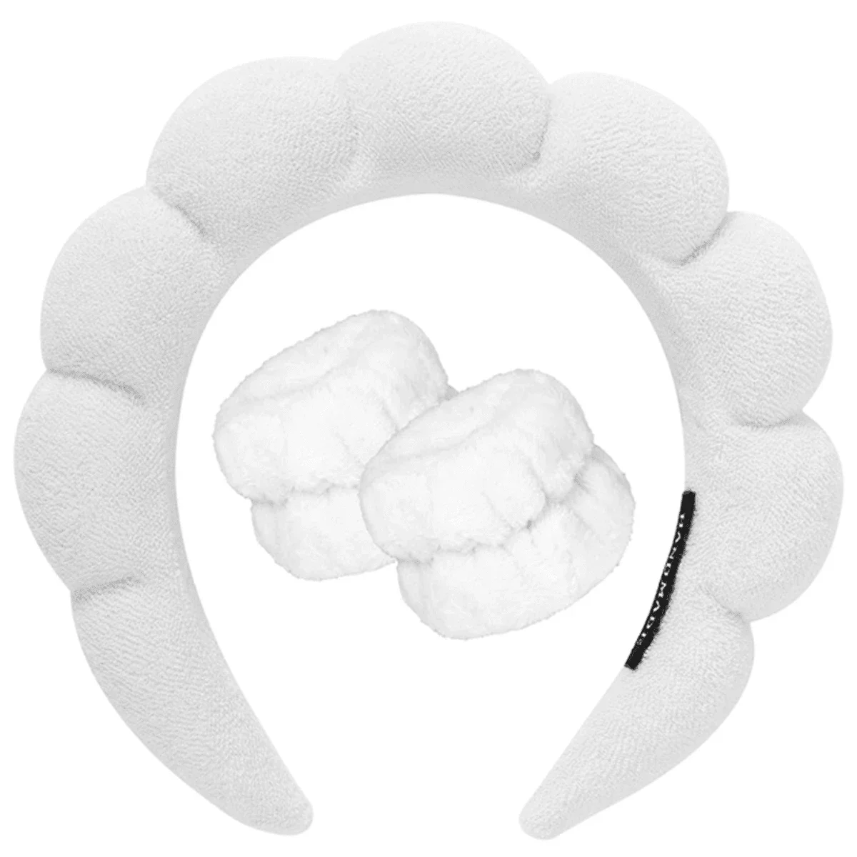 

Fluffy Sponge Spa Headband And Wristbands Set For Women Makeup Skincare