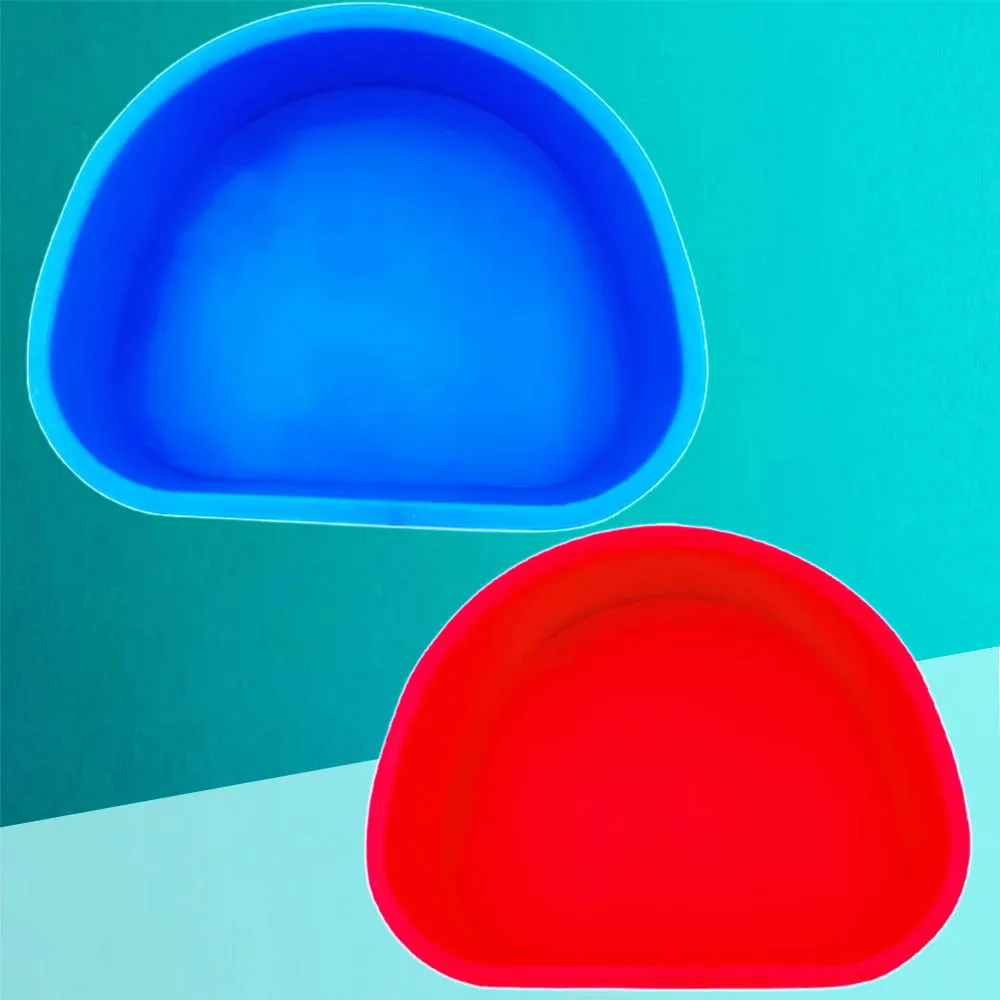 

Denture Silicone Box Dental Orthodontic Braces Placement Bowl False Teeth Storage Red Blue Color for Dental Tools