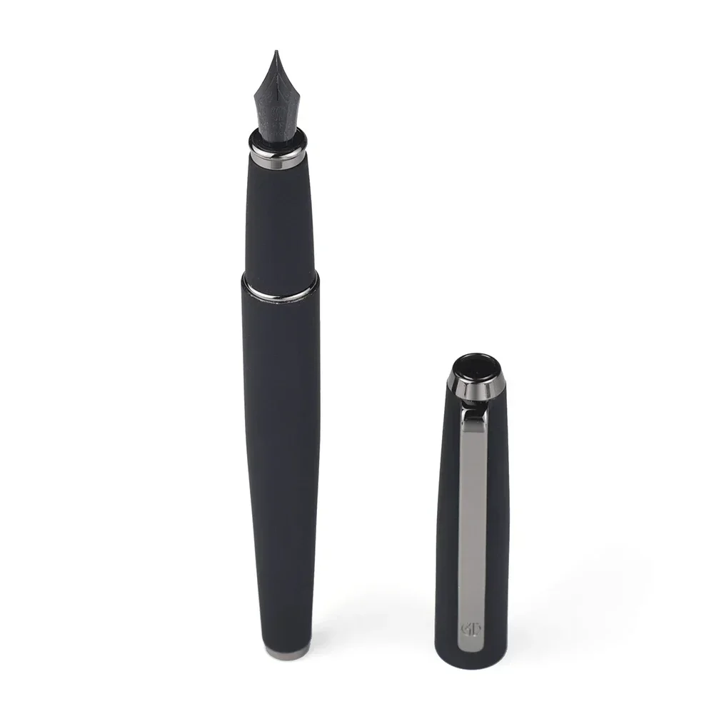 Hot HongDian 517D Fountain pen Full Metal Matte Black Silver Clip writing ink Pens  EF F Nibs School Office stationery gifts pen