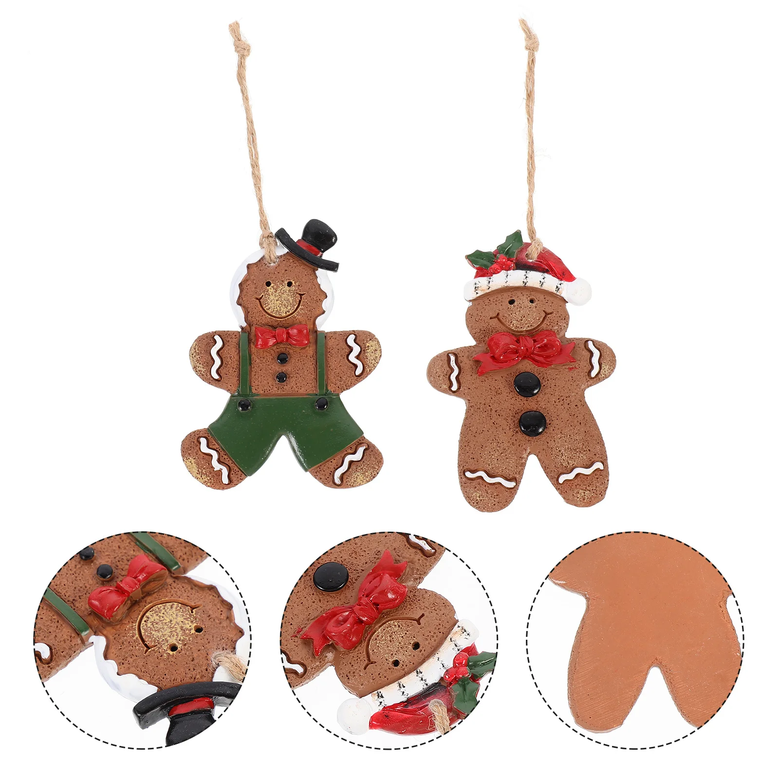 

2Pcs Gingerbread Man Christmas Hanging Decor Sturdy Ornament for Tree Wall Door Party Background Prop Indoor Outdoor Use