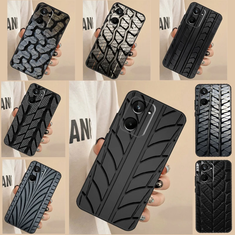 Tire Tread Pattern For Realme C55 C53 C33 C35 C31 C30 C25s C21Y C15 C11 8 9 10 11 Pro Plus GT Neo 5 2 3T Case