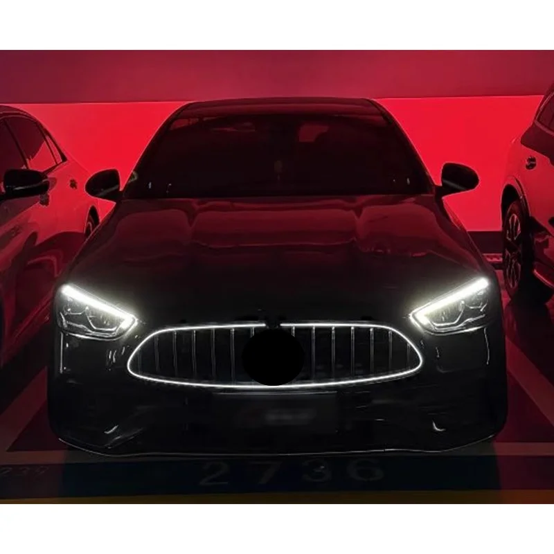 شواية مضيئة للسيارة لسيارة Mercedes Benz C-class W206 C260L C300L 22-25 شبكة المبرد مع شبكة مصباح LED