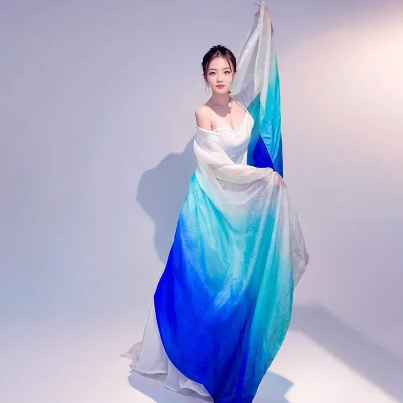 Belly Dance Women\'s 100% Real Silk Gradient Veil Lightweight Hand Thrown Scarf Shawl Veil for Adults Children