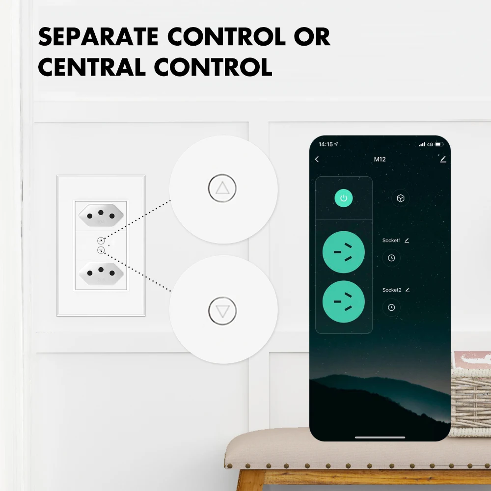 Xiaomi Tuya Wifi Smart Switch And Sockets BR Tempered Glass Panel Touch Smart Switch 220v Work With Google Home Alexa 10A 20A