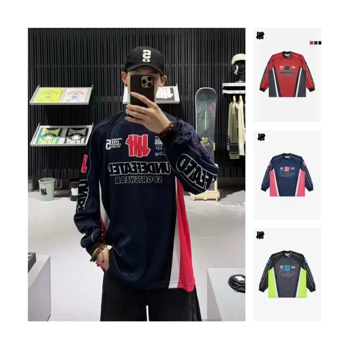 UNDEFEATED Five Strike Racing Jersey Long Sleeve 3M Reflective Mesh Colorblock Unisex