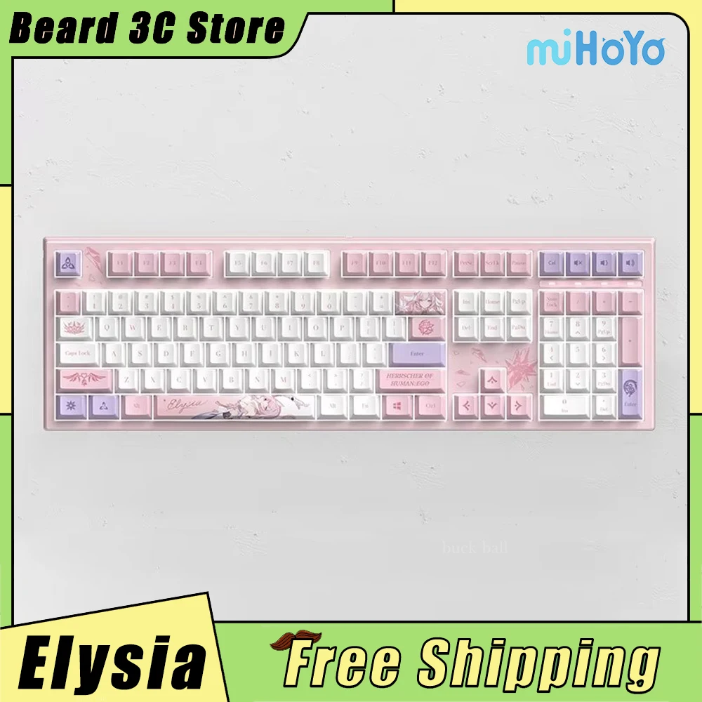 MiHoYo Honkai Impact 3 Elysia Mechanical Keyboard Wired Silent Keyboards RGB Hot Swap Keyboard PC Accessories Customized Gifts