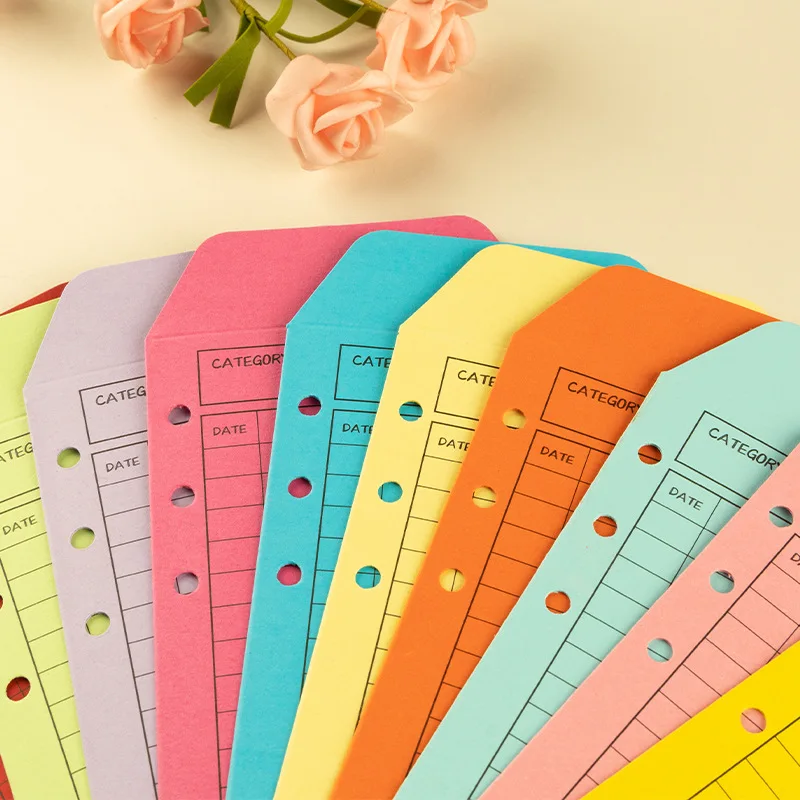 24pcs/set Color Small Mini Paper Envelopes Seed Cash  Budget Record Envelopes with Hole for Notebook Inside Core