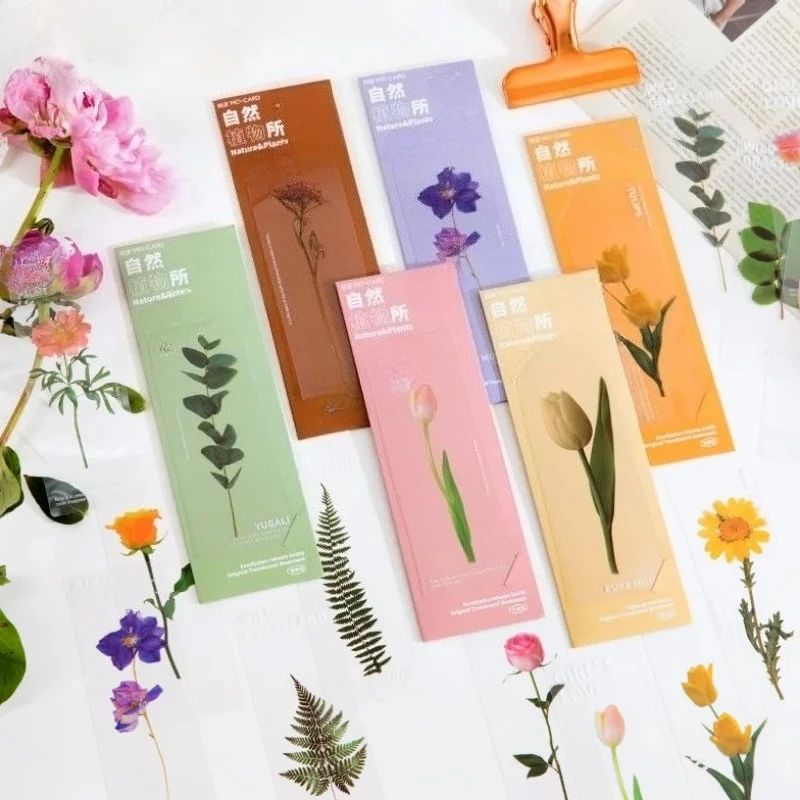 Retro Flower Leaves Series Bookmarks for Books Transparent Book Mark Page Marker Stationery Bookmarks For Books