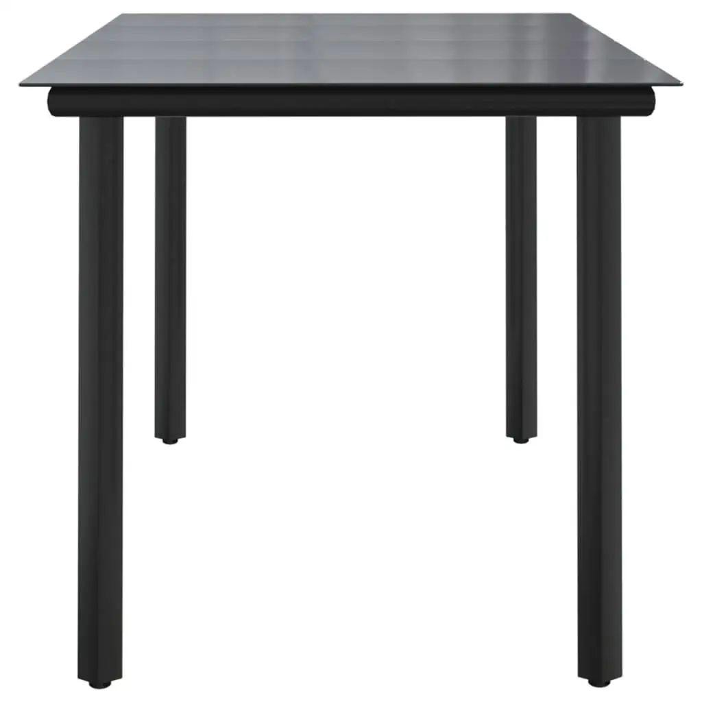 Table à manger moderne noire 63x31.5x29.1 Cadre en acier et plateau en verre du Guatemala pour une utilisation en extérieur