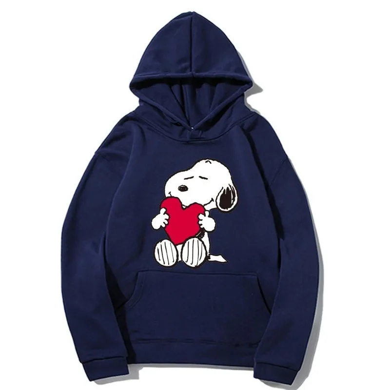 Cartoon Anime Love Snoopy Women\'s Pullover Spring and Autumn Men\'s Extra Large Sweatshirt 2024 New Fashion Couple Hoodie