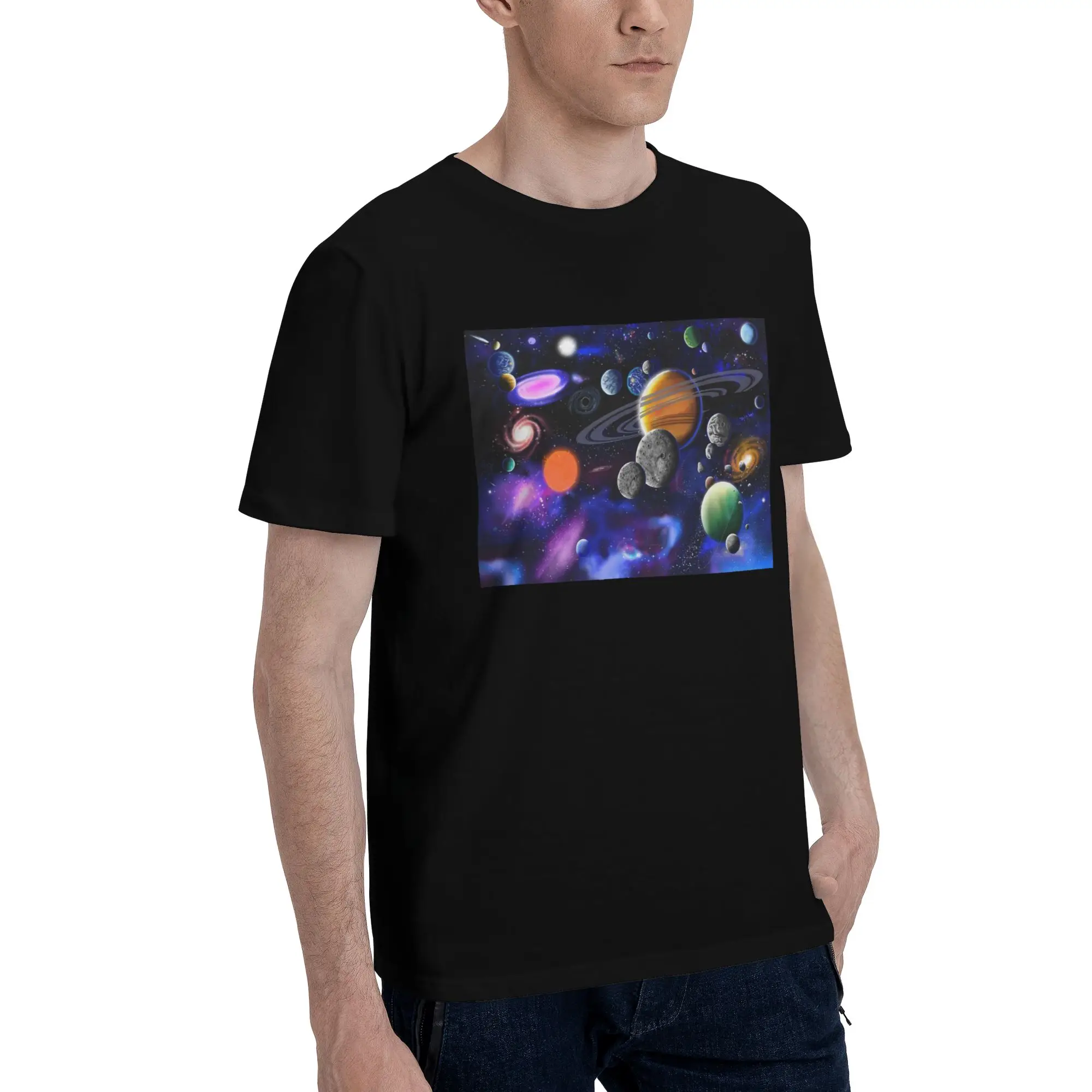 

Solar System Space Planets Universe Men T-Shirt Oversized T Shirts Men's O-Neck Cotton Tees Short Summer Male