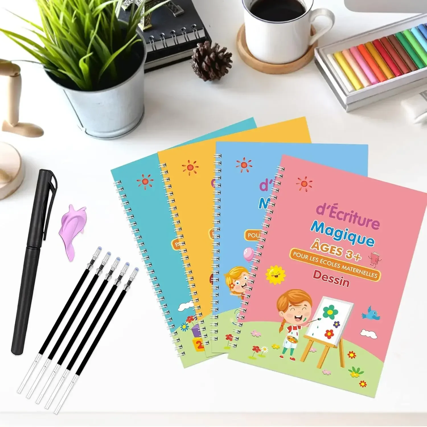 French Magic Practice Copybook Magic Book That Can Be Reused Learn Alphanumeric Drawing Math Writing Children Paperback