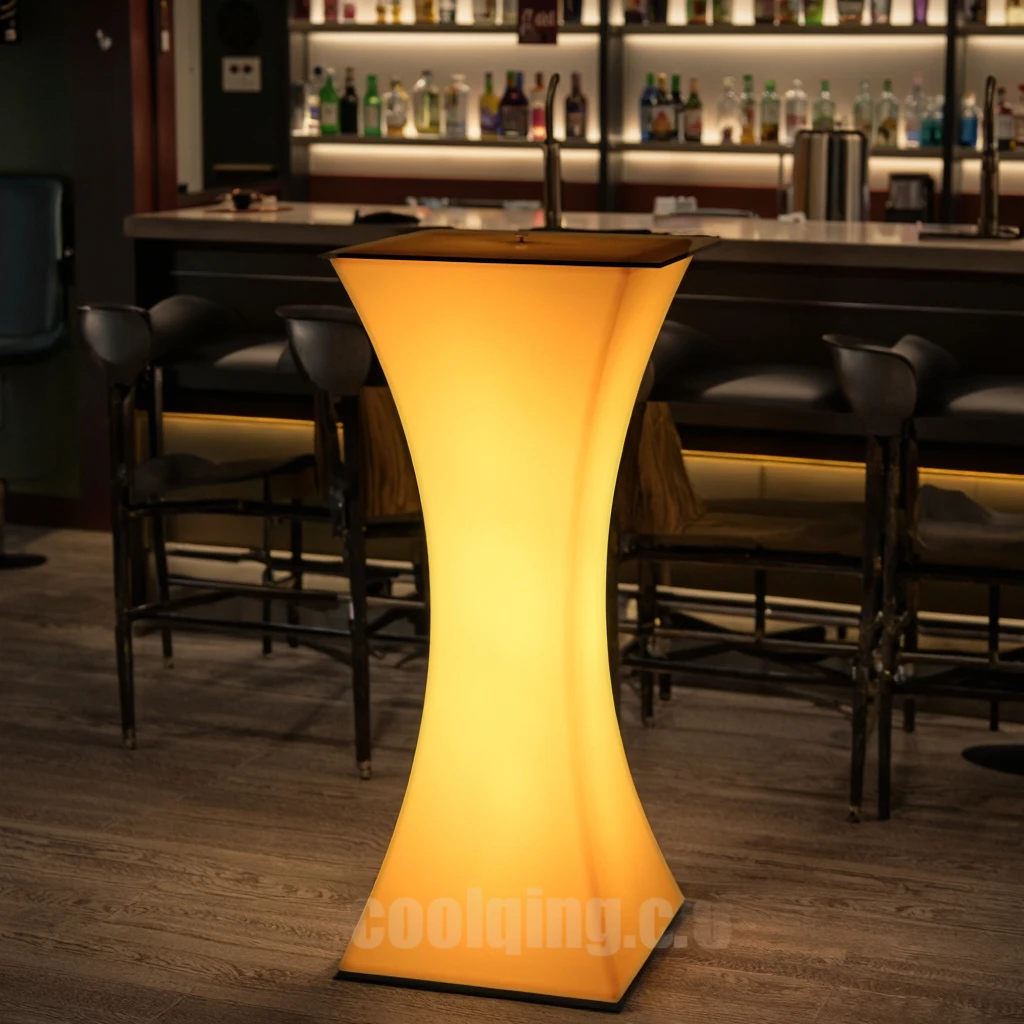 طاولات كوكتيل مضيئة للمصنع بألوان LED حديثة للنوادي الليلية والحفلات والمواد البلاستيكية لقبو النبيذ #1