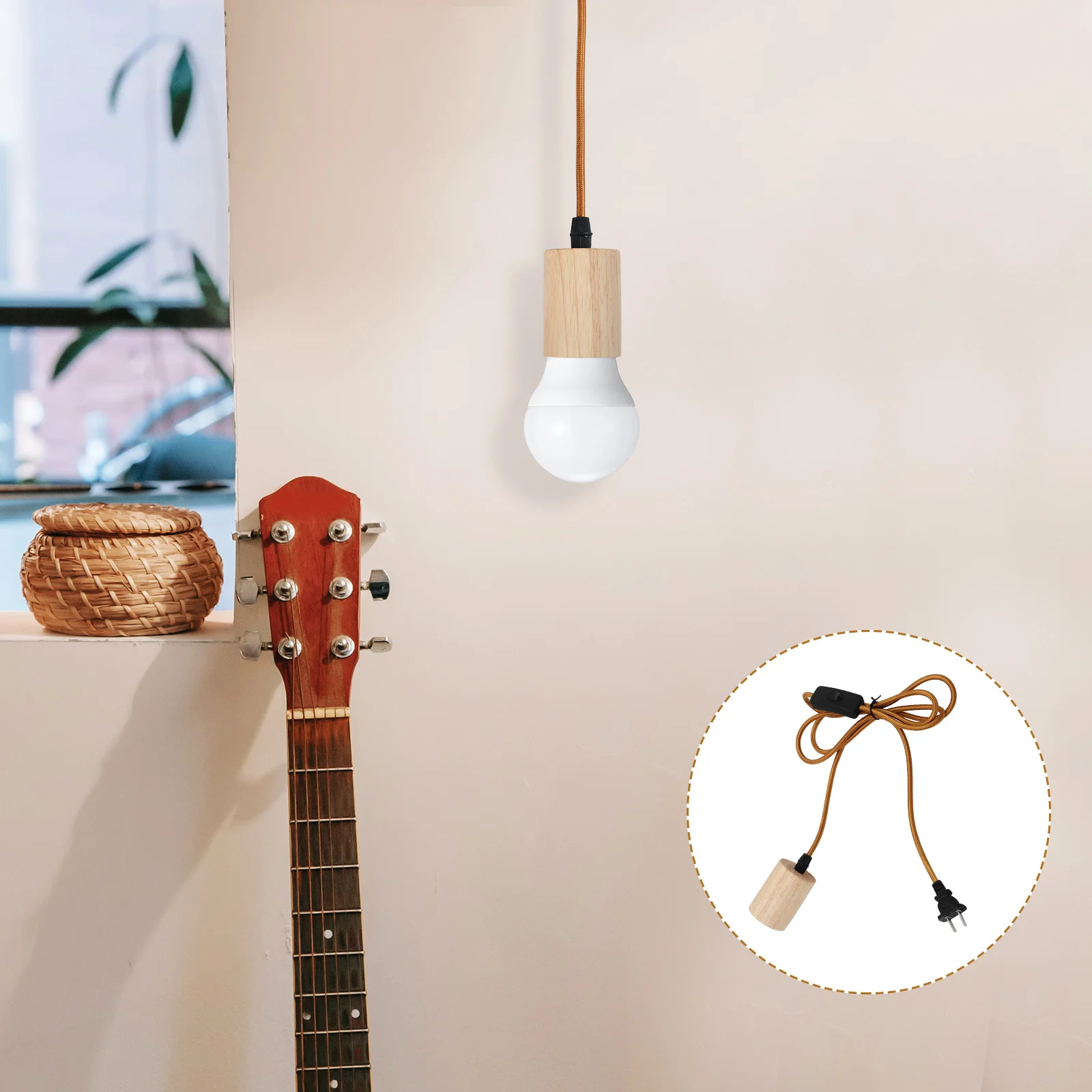 

Vintage Rope Pendant Light Cord Hanging Lamp Plug in Adjustable Light Socket E26 E27 Retro Bulb Holder Extension Cord with