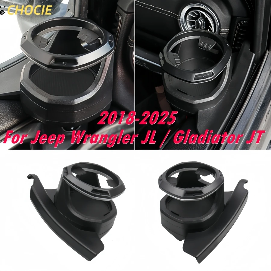 For Jeep Wrangler JL JLU 4XE 2018-2025 Gladiator JT ABS Door Cup Holder Left & Right Side Cup Holder Accessories
