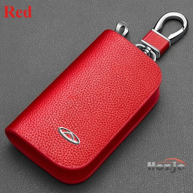 Car Leather Key Case Zipper Key Cover for Chery Tiggo 2 4 7 8 9 Pro Max Aarrizo 5 8 Remote Protective Cover 2023 2024 2025 2026